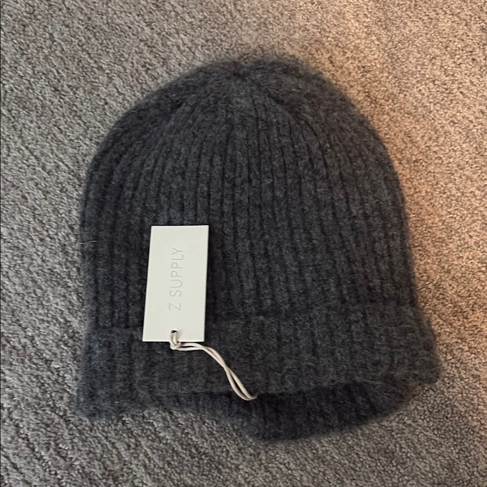 Z Supply Gray Ribbed Knit Hat